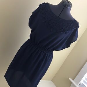 One Clothing Navy Blue Flower Dress- Junior Sz L